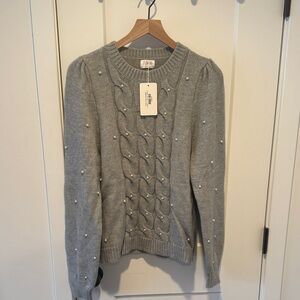 Fate Heather Gray Pretty Pearl Sweater
